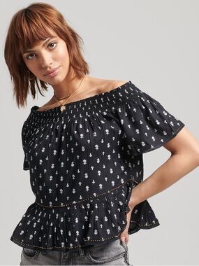 Superdry Vintage Off The Shoulder Woven Top